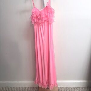 Vintage 1960s Pink Ruffled jumpsuit pajama